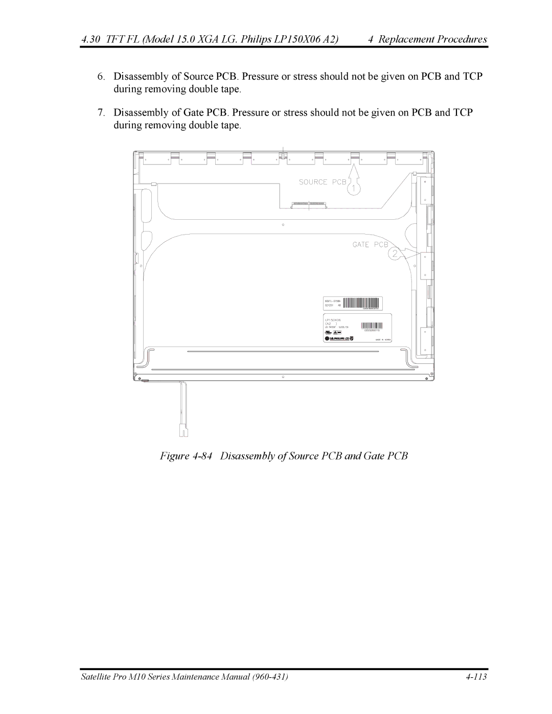 Toshiba M10 manual Disassembly of Source PCB and Gate PCB 