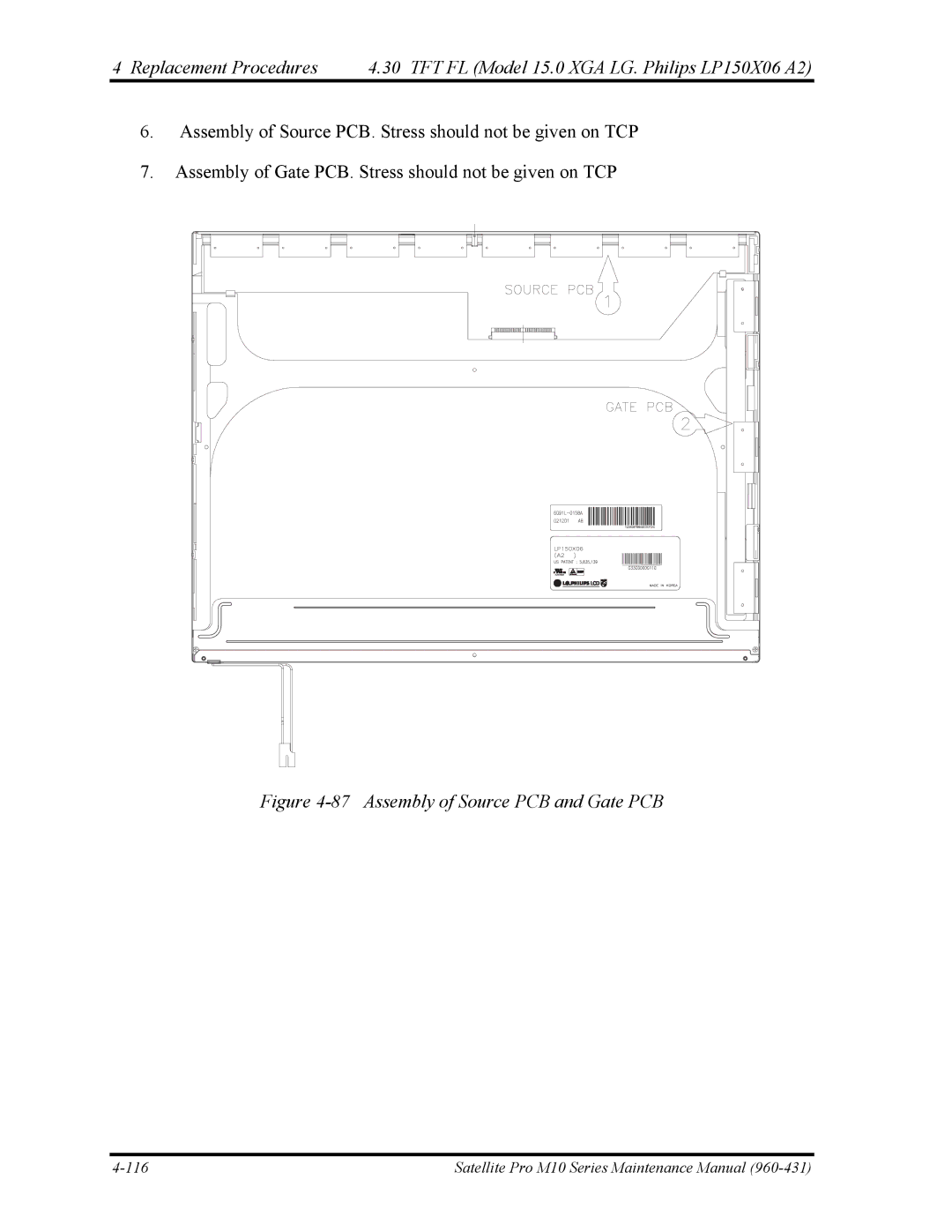 Toshiba M10 manual Assembly of Source PCB and Gate PCB 