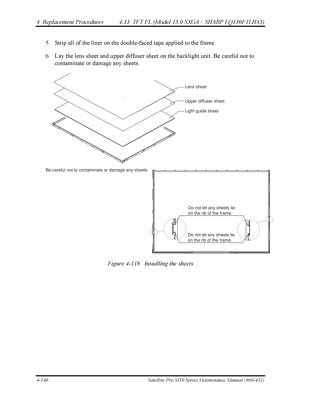 Toshiba M10 manual Installing the sheets 