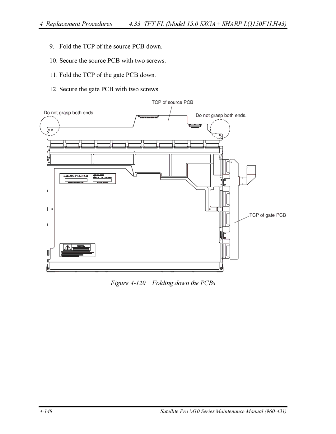 Toshiba M10 manual Folding down the PCBs 