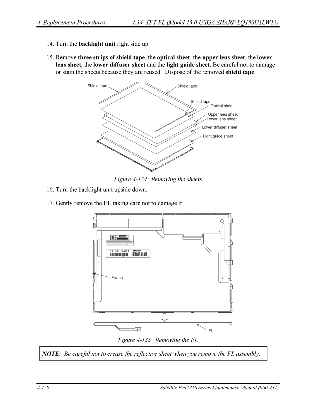 Toshiba M10 manual Removing the sheets 