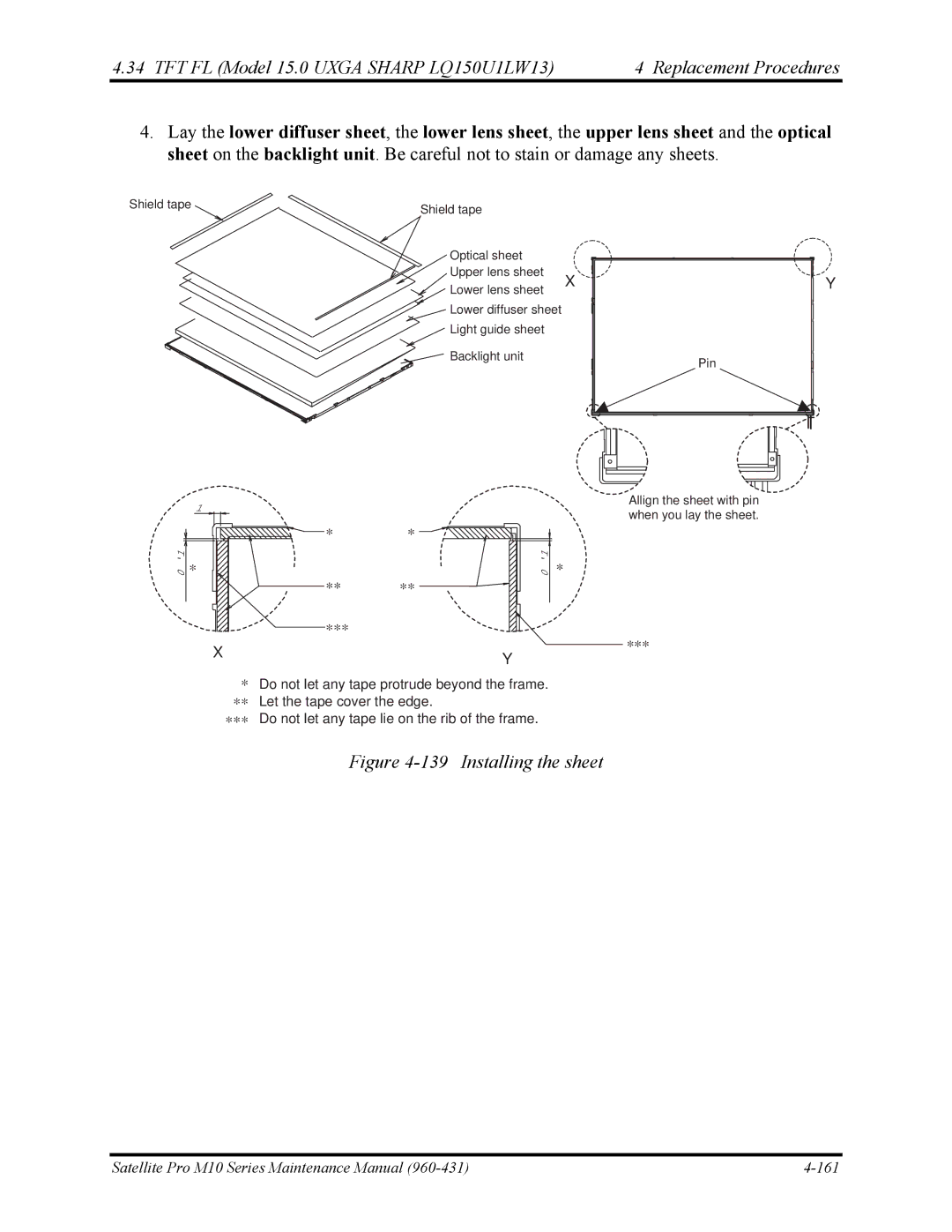 Toshiba M10 manual Installing the sheet 