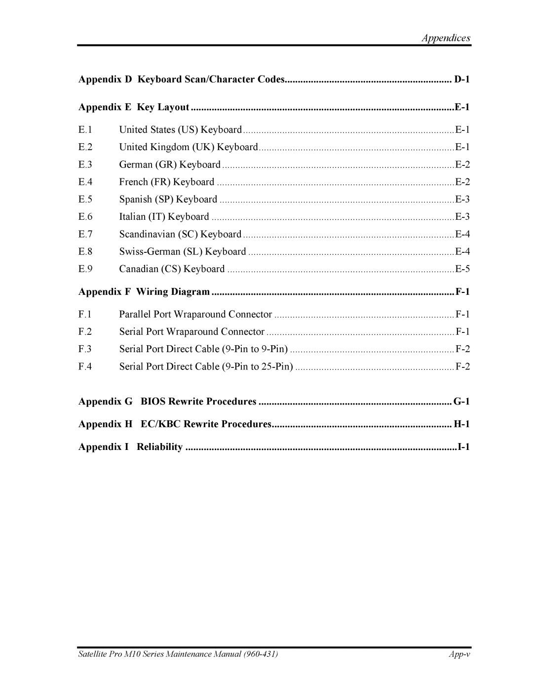 Toshiba M10 manual Appendix H EC/KBC Rewrite Procedures 