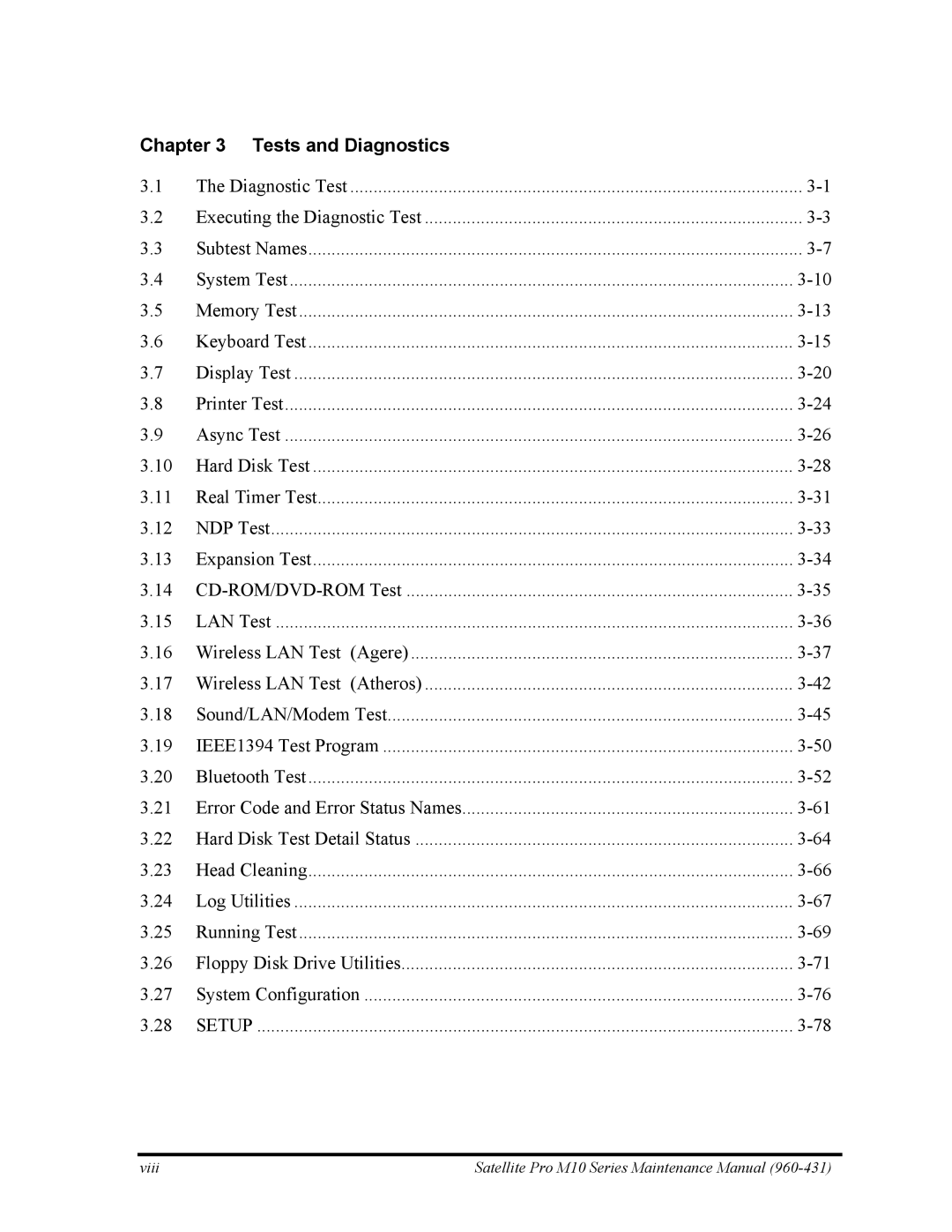 Toshiba M10 manual Tests and Diagnostics 