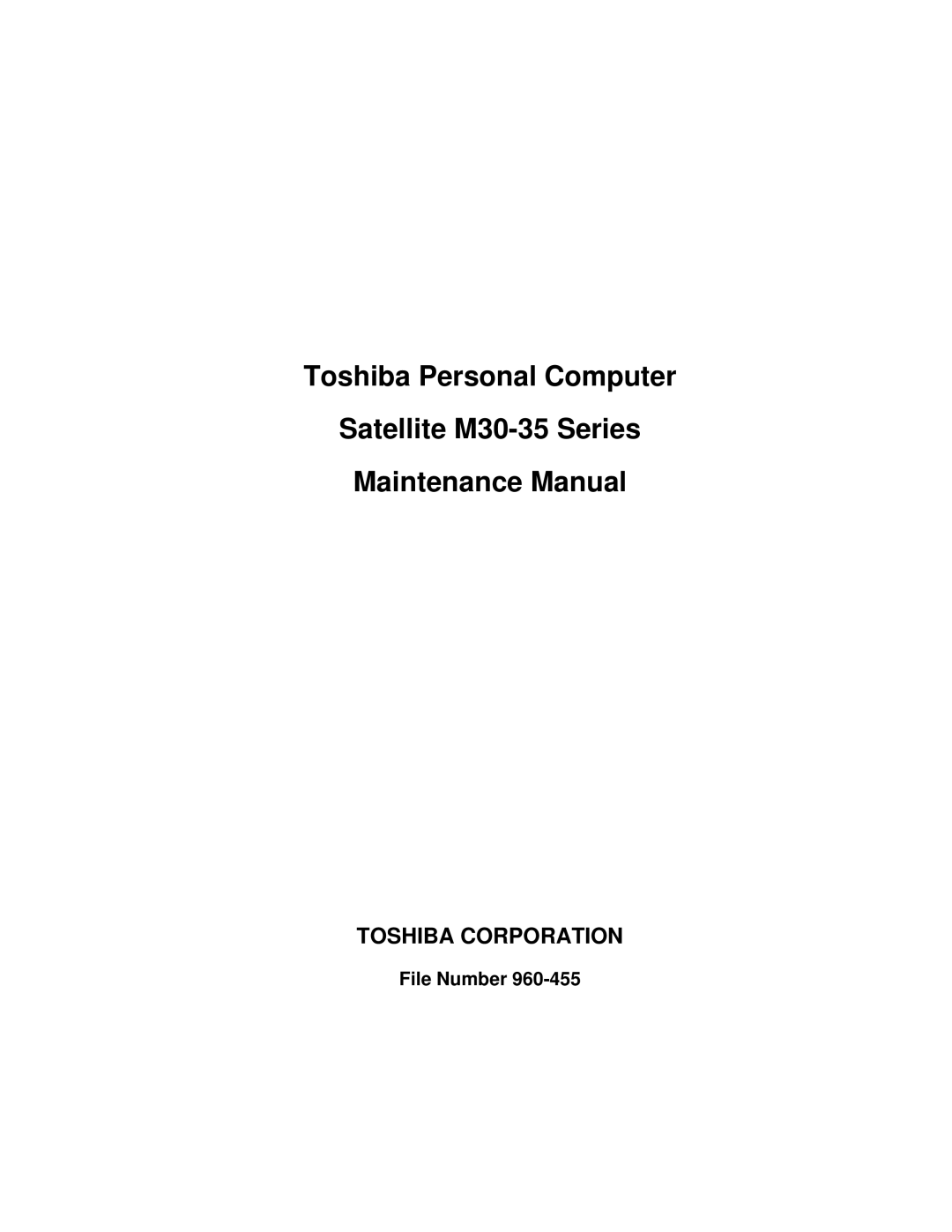 Toshiba M30-35 manual Toshiba Corporation 