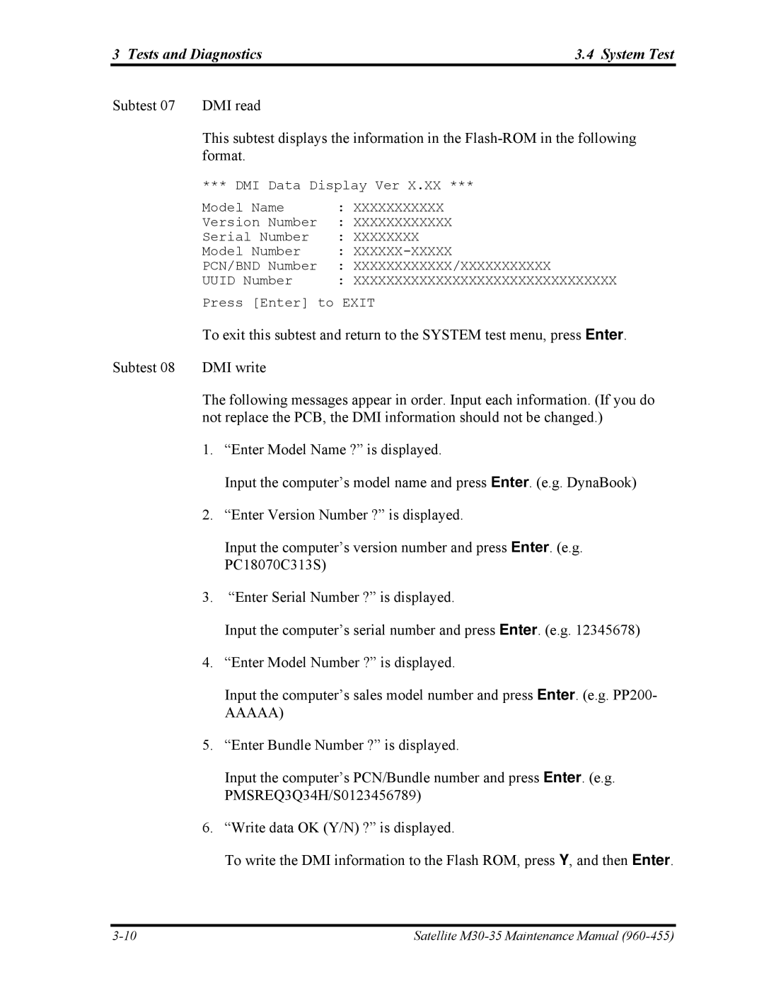 Toshiba M30-35 manual Tests and Diagnostics System Test, Aaaaa 