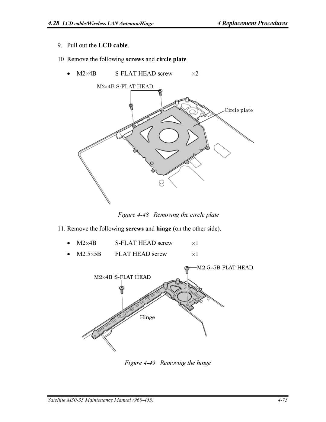 Toshiba M30-35 manual Removing the circle plate 