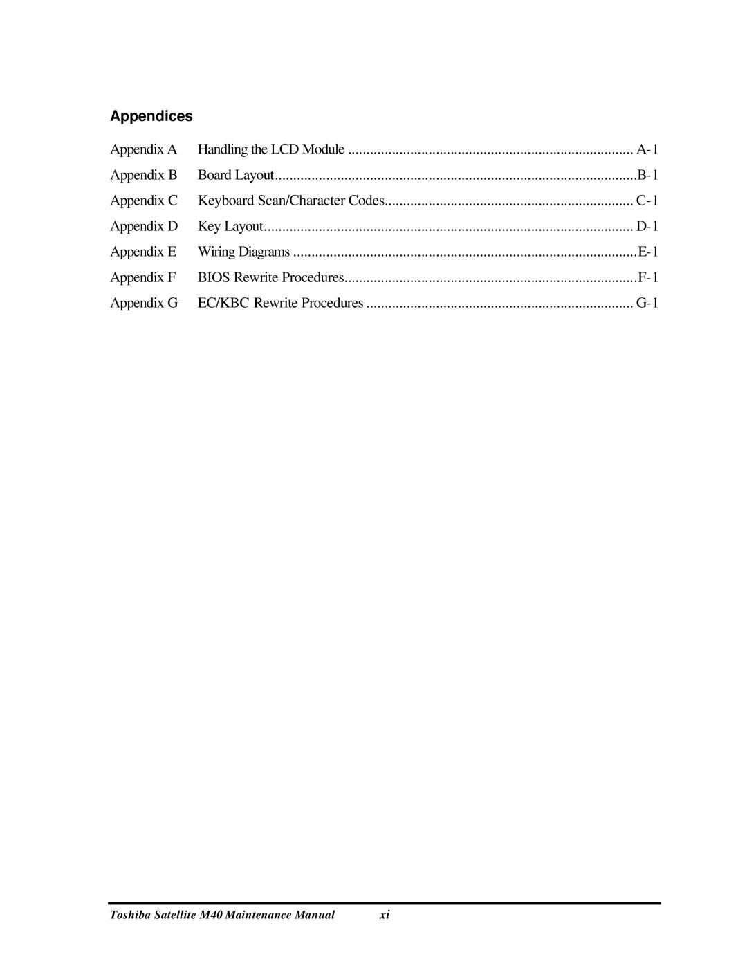 Toshiba Satellite, M40 manual Appendices 