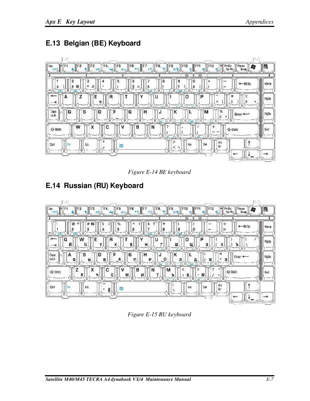 Toshiba Satellite, M40 manual Belgian be Keyboard, Russian RU Keyboard 