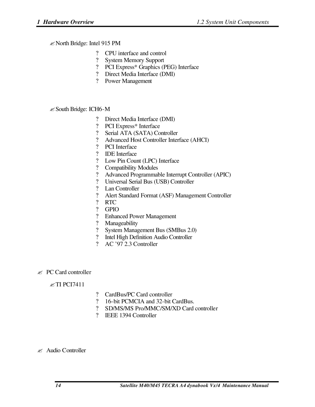 Toshiba Satellite, M40 manual ? RTC ? Gpio 