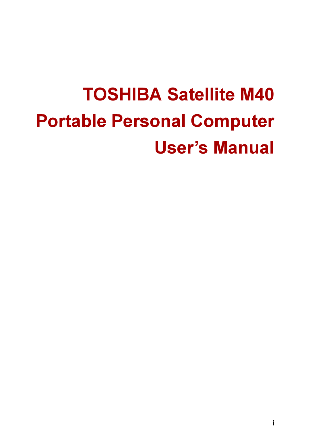 Toshiba M40 user manual 