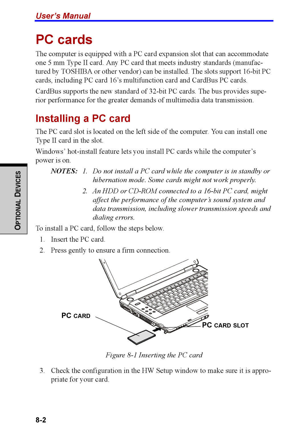 Toshiba M40 user manual PC cards, Installing a PC card 