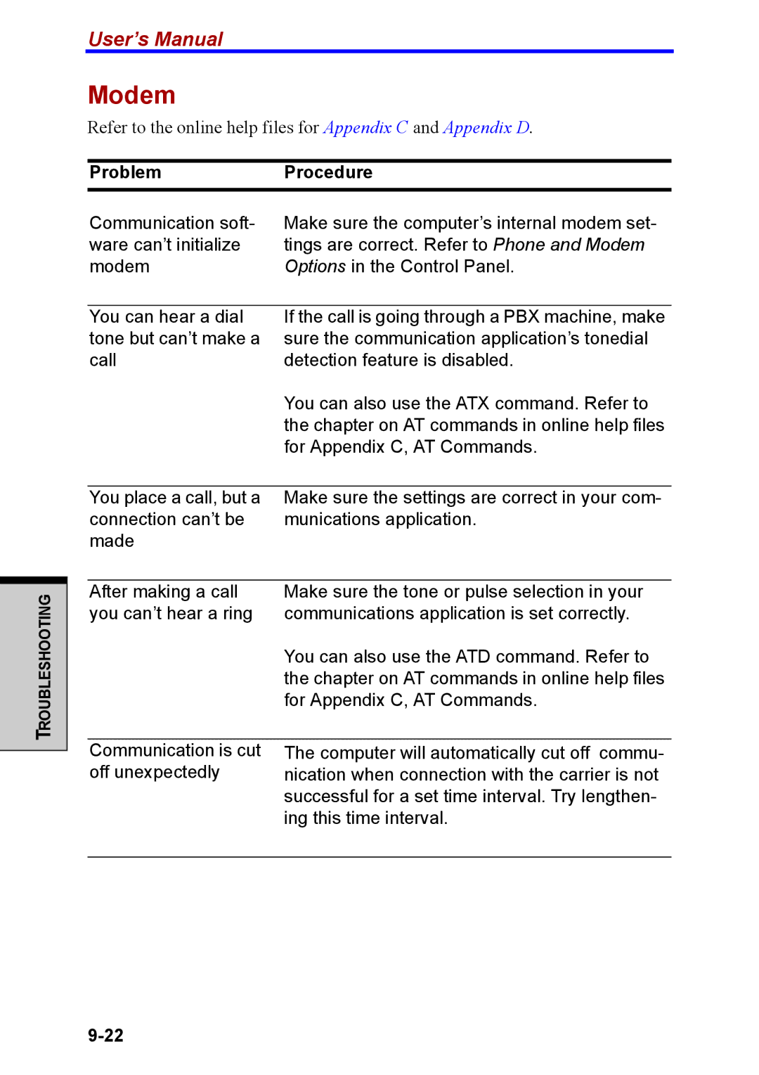 Toshiba M40 user manual Modem 