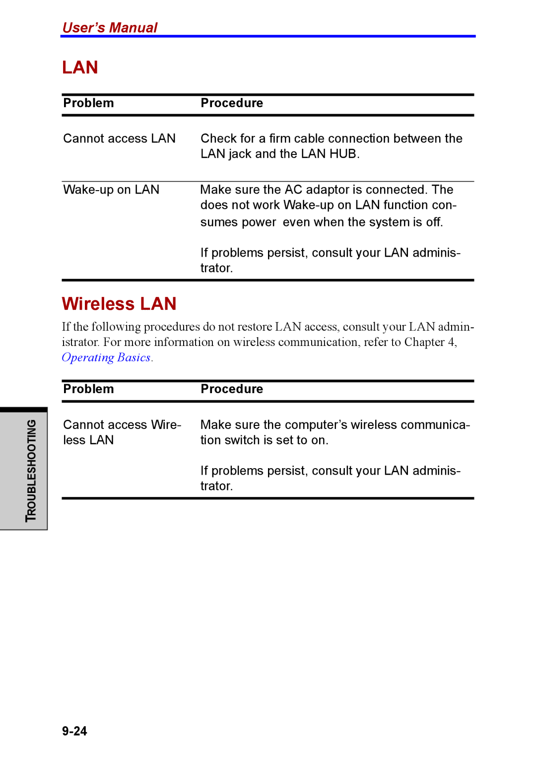 Toshiba M40 user manual Lan 