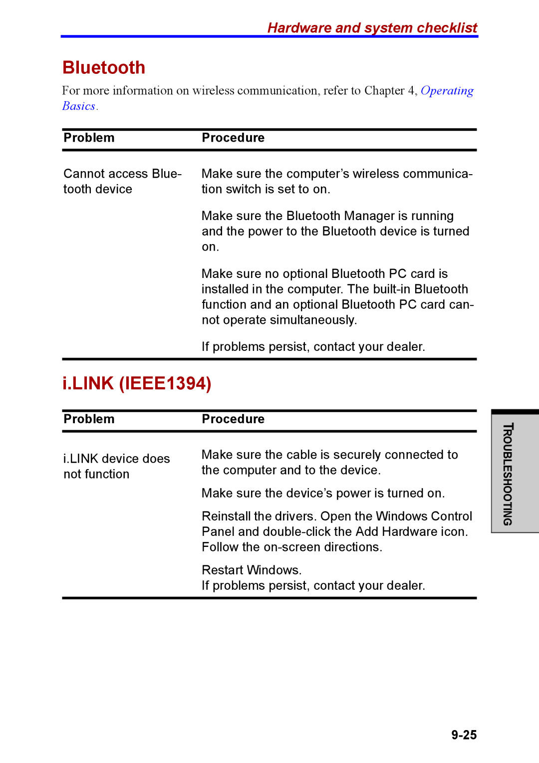 Toshiba M40 user manual Bluetooth, Link IEEE1394 