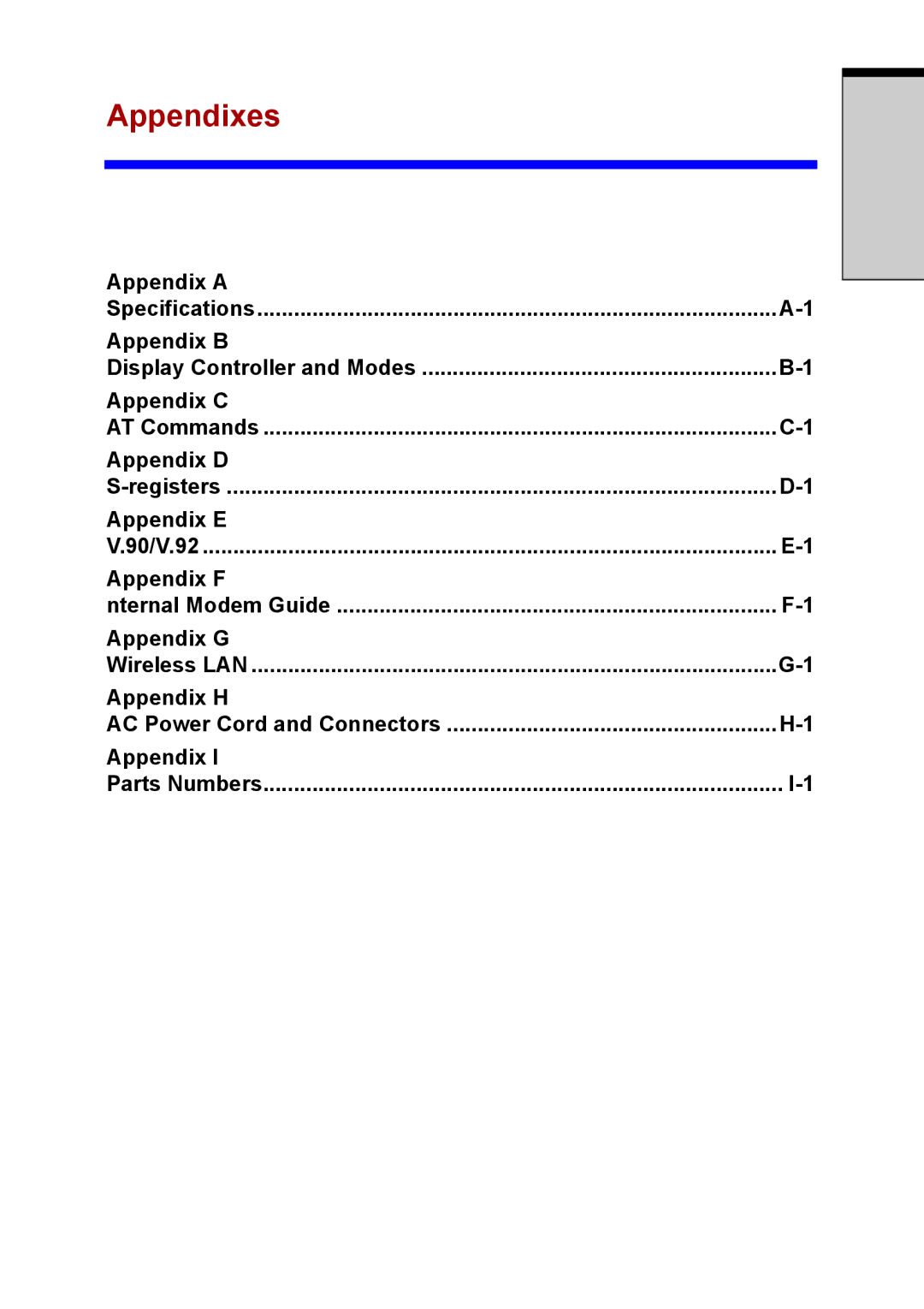 Toshiba M40 user manual Appendixes 