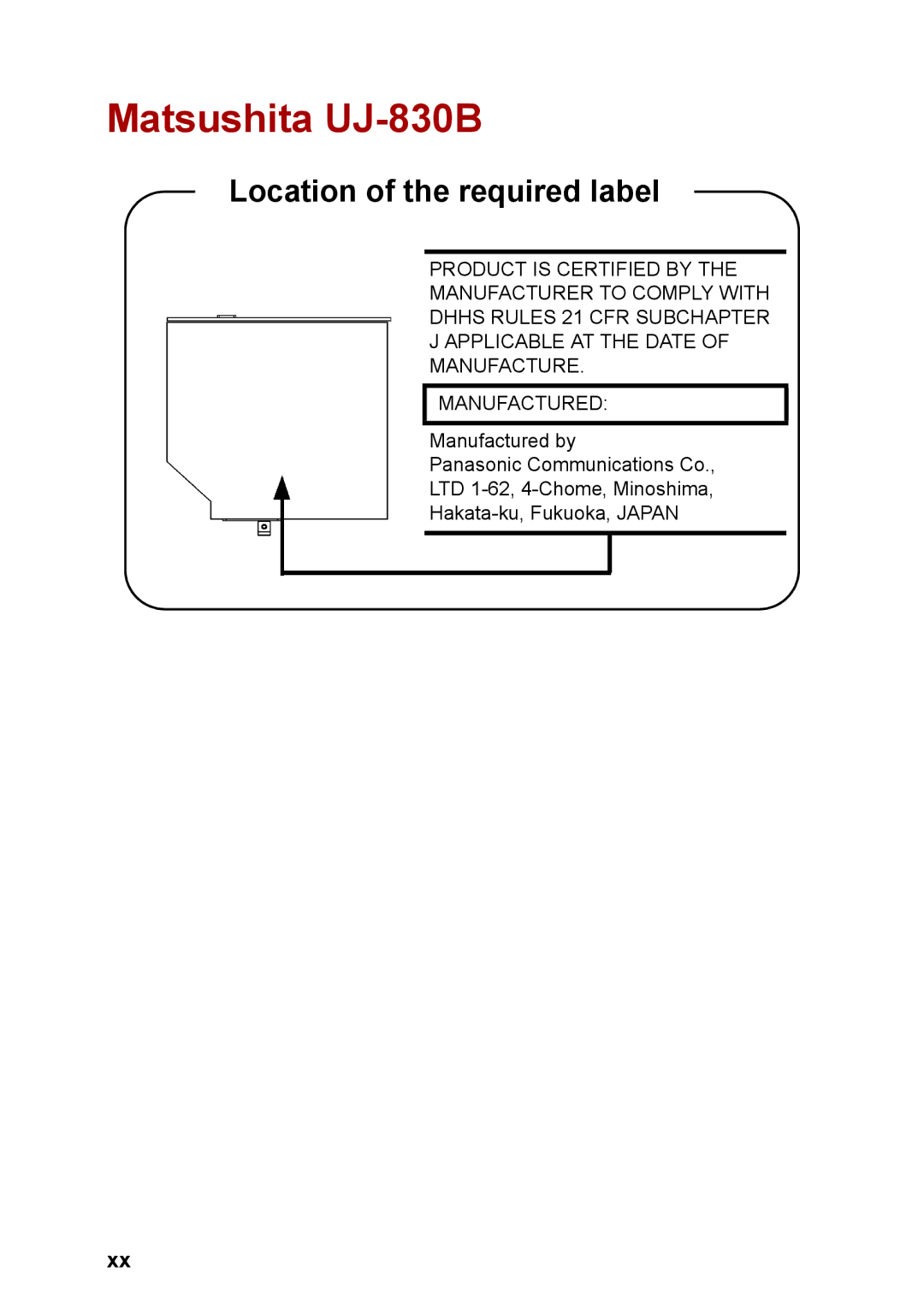 Toshiba M40 user manual Matsushita UJ-830B 