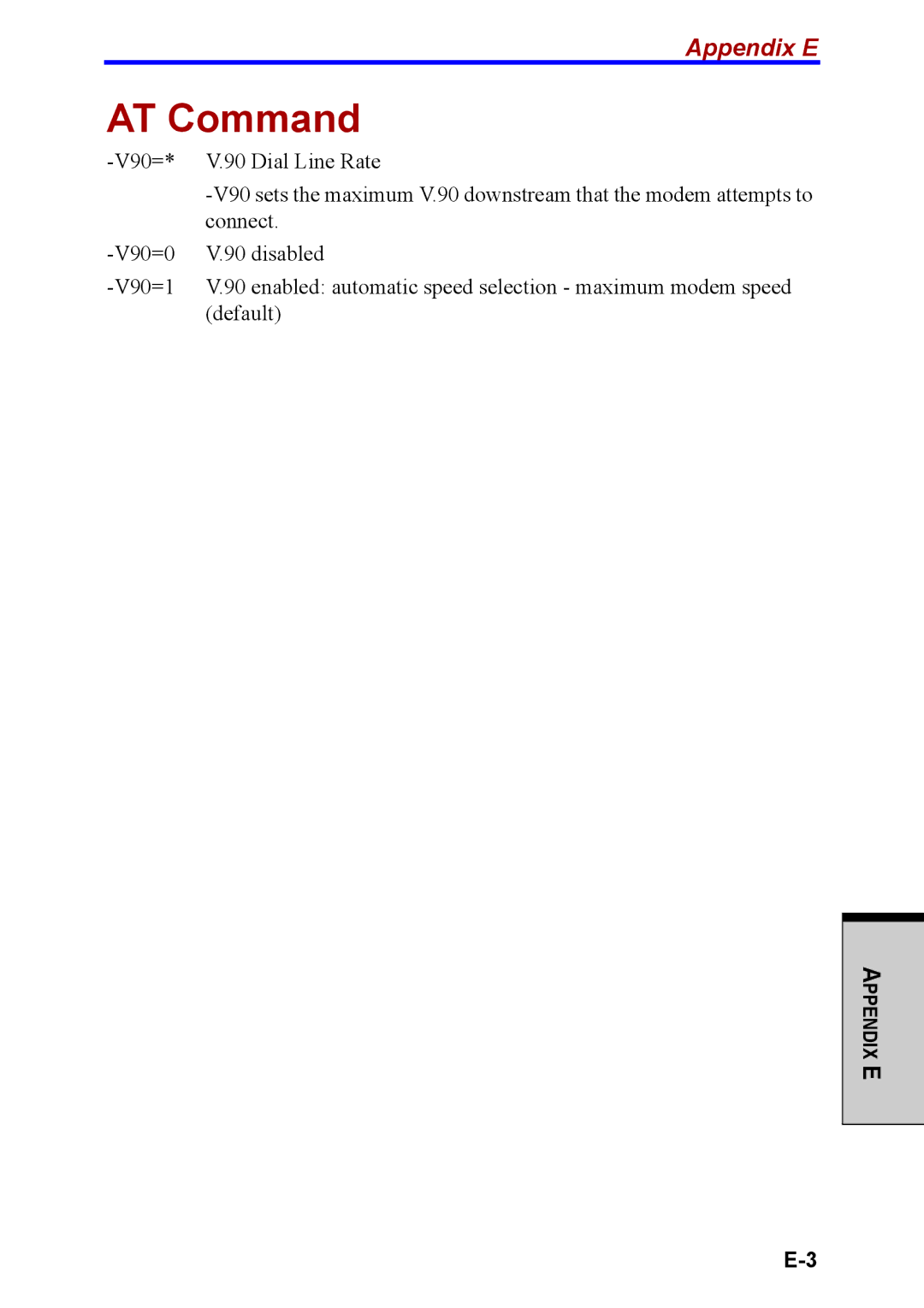 Toshiba M40 user manual AT Command, Appendix E 