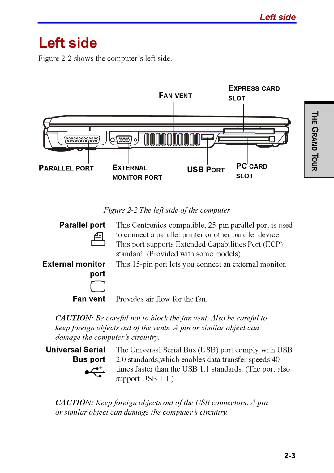 Toshiba M40 user manual Left side 