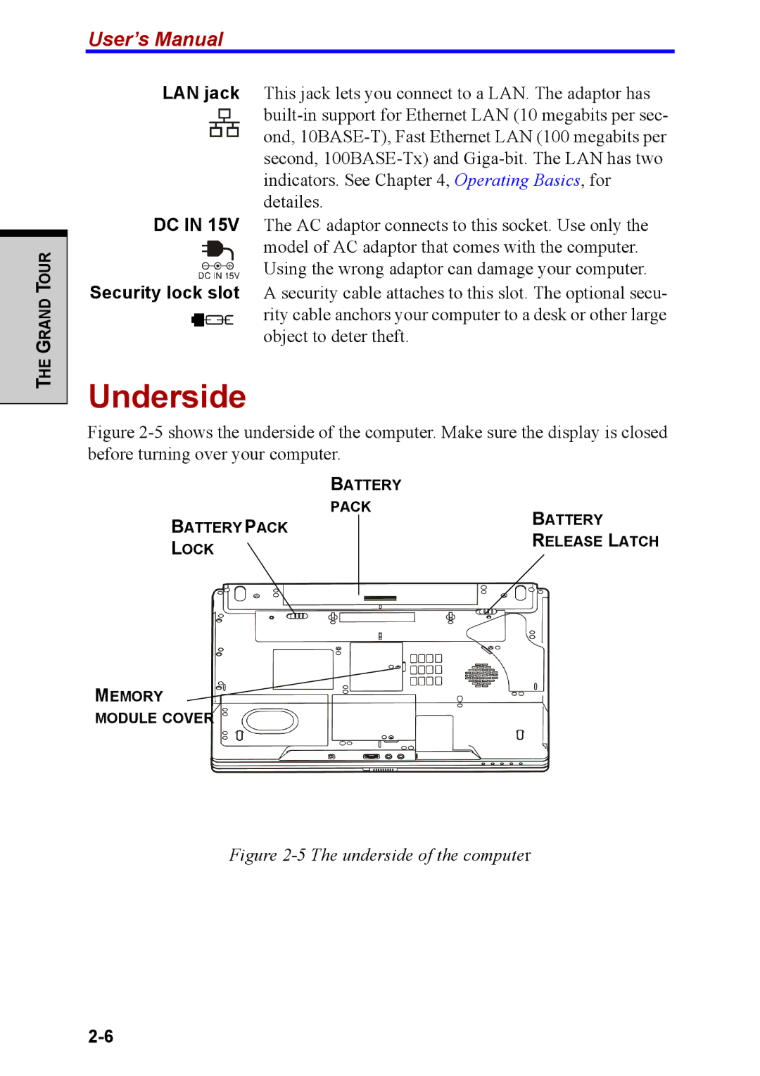 Toshiba M40 user manual Underside of the computer 