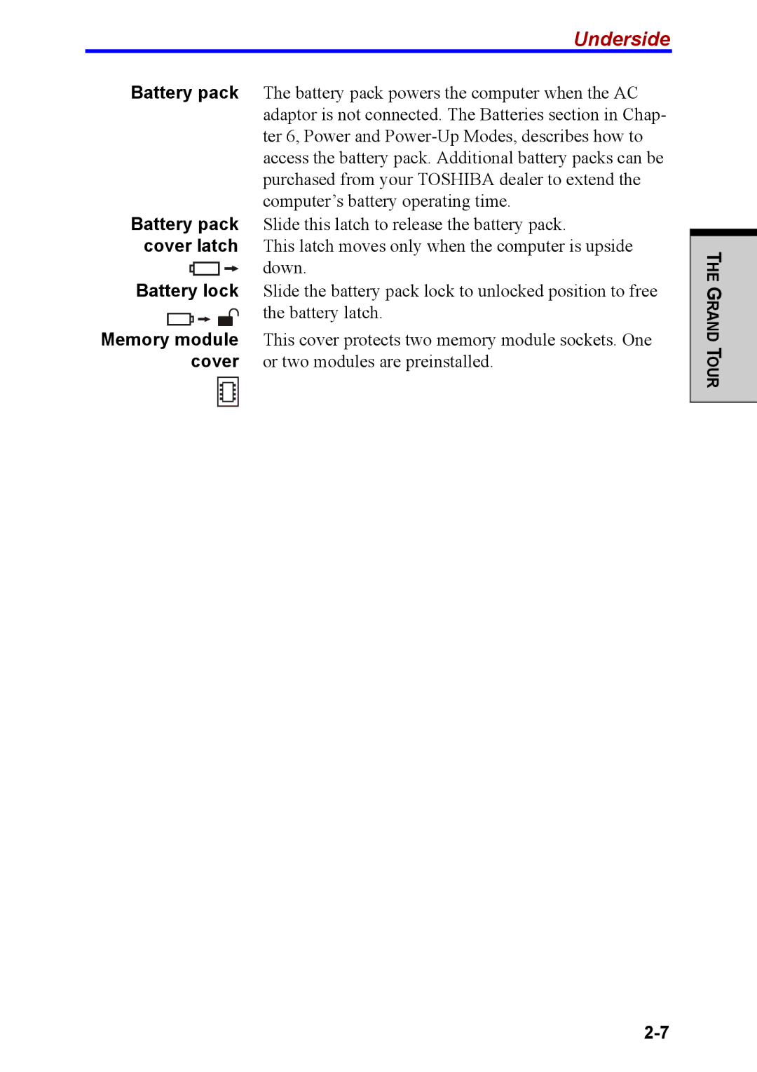 Toshiba M40 user manual Underside 