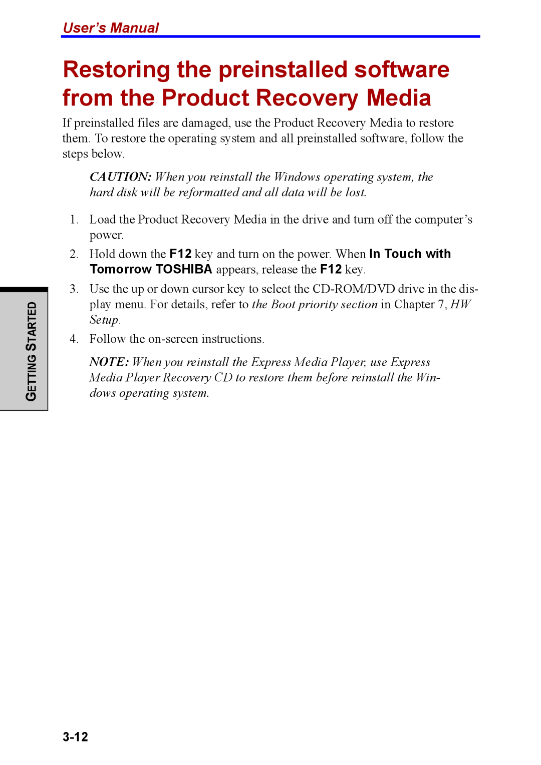 Toshiba M40 user manual User’s Manual 