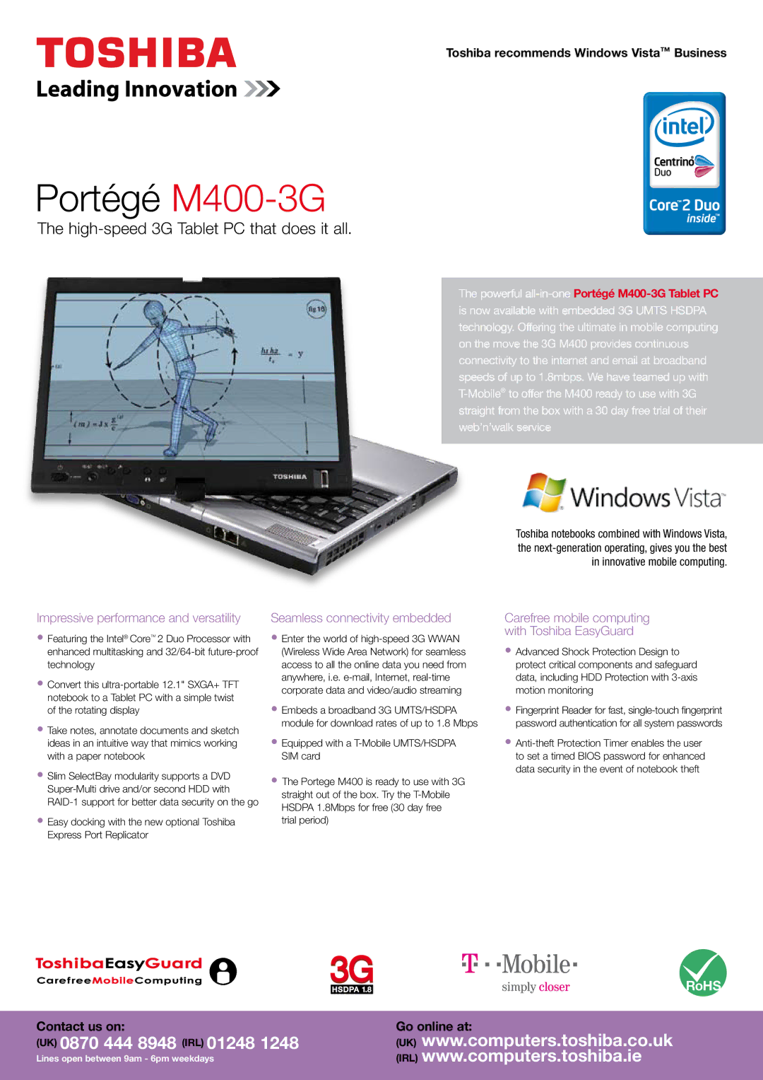 Toshiba M400-3G manual Impressive performance and versatility, Seamless connectivity embedded 