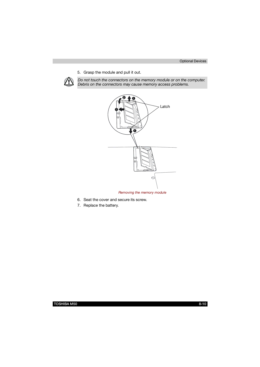 Toshiba M50 user manual Grasp the module and pull it out 