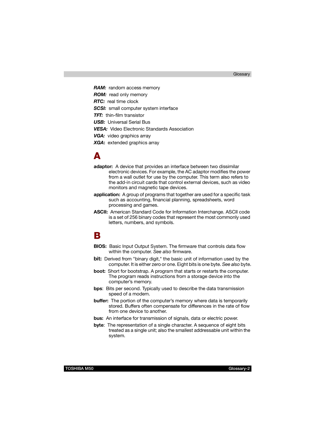 Toshiba M50 user manual Glossary-2 