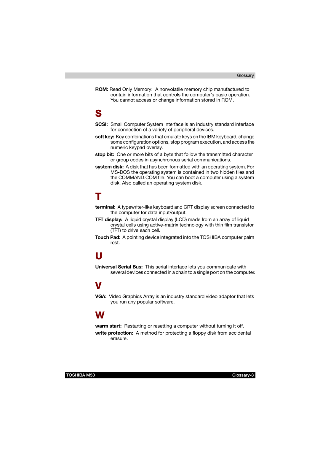 Toshiba M50 user manual Glossary-8 