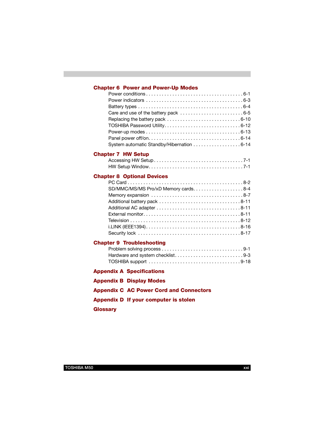 Toshiba M50 user manual HW Setup 