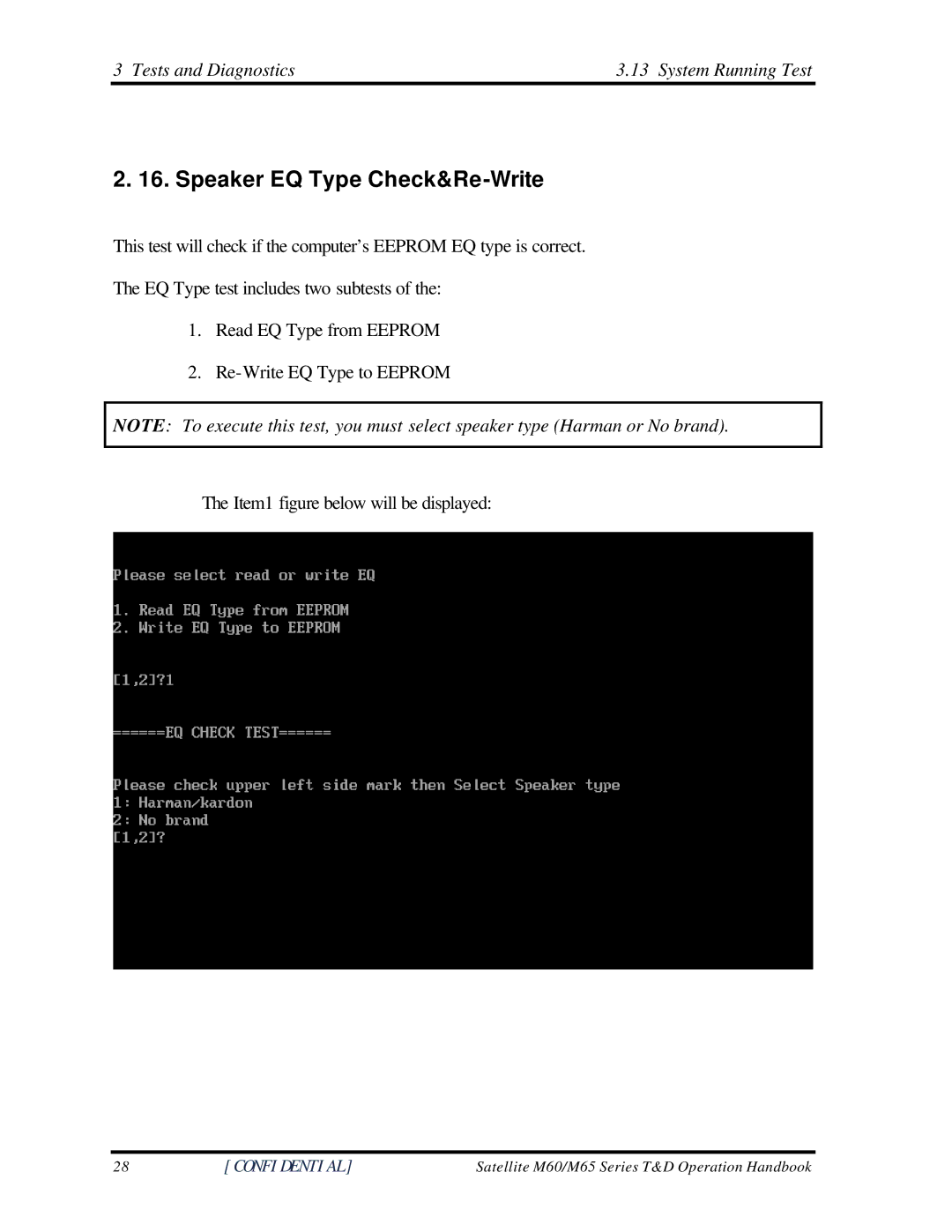 Toshiba M60 manual Speaker EQ Type Check&Re-Write 