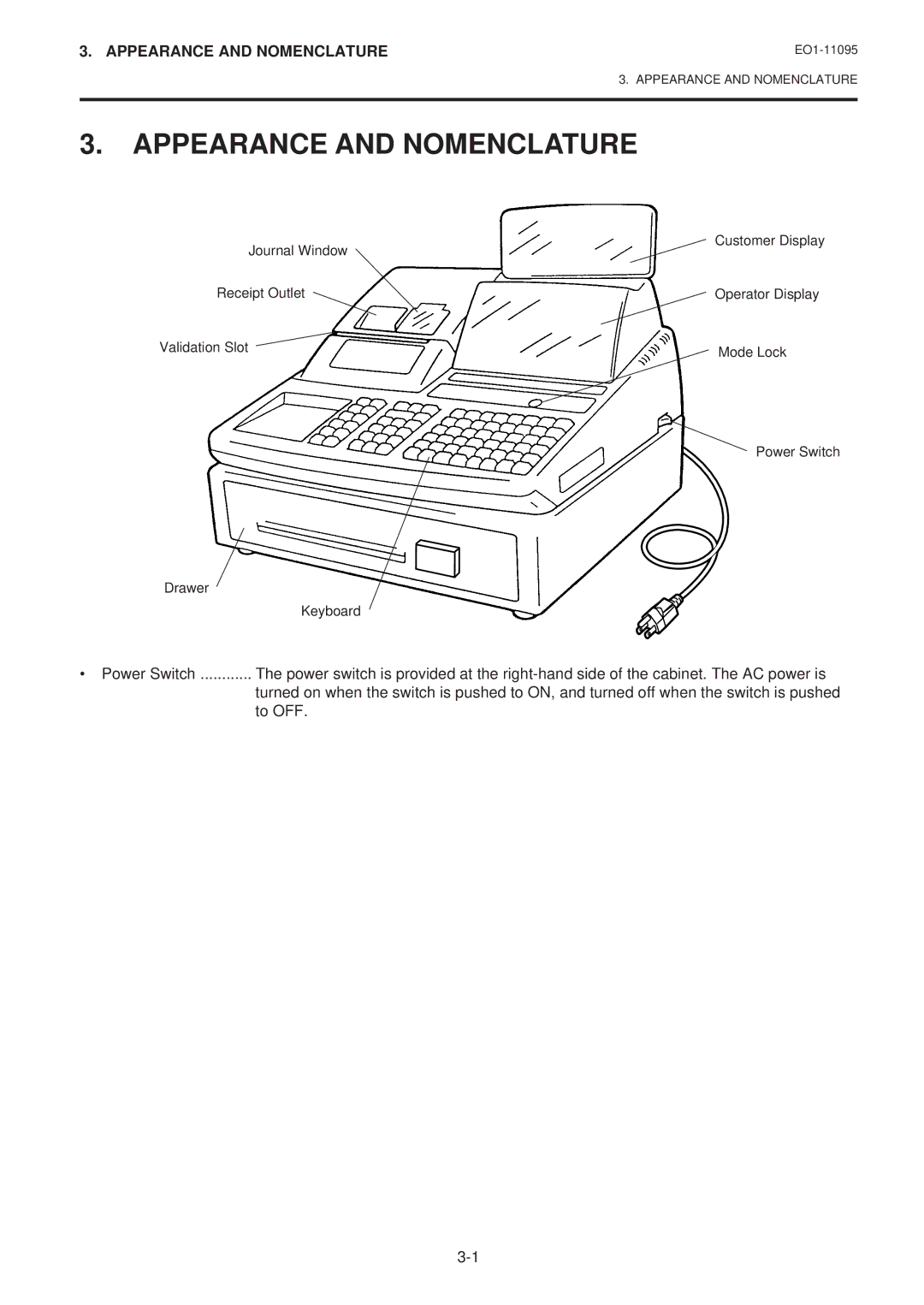 Toshiba EO1-11095, MA-1450-1 SERIES owner manual Appearance and Nomenclature 