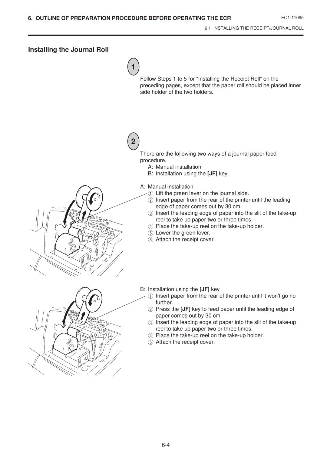 Toshiba MA-1450-1 SERIES, EO1-11095 owner manual Installing the Journal Roll 