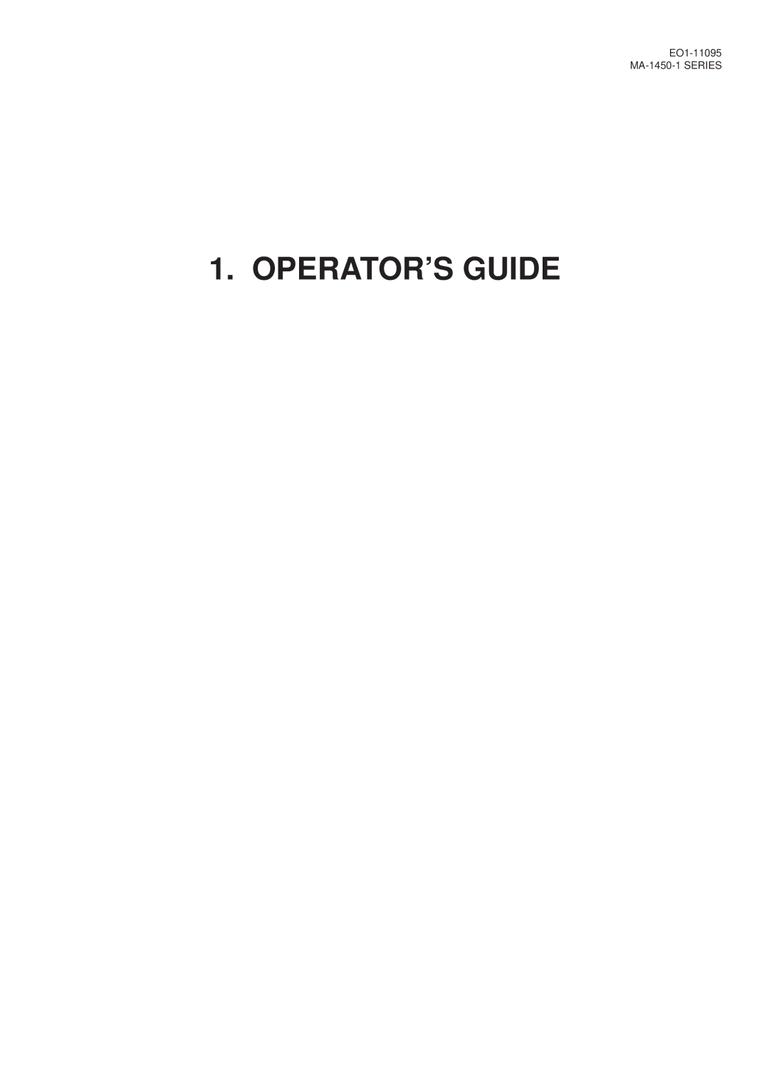 Toshiba MA-1450-1 SERIES, EO1-11095 owner manual OPERATOR’S Guide 