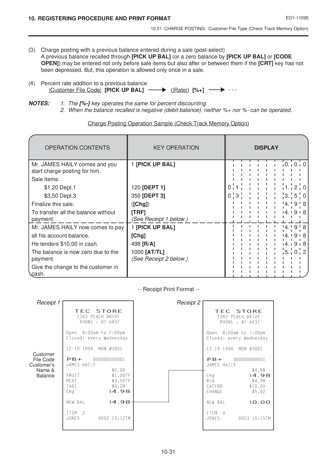 Toshiba MA-1450-1 SERIES, EO1-11095 owner manual Display Pick UP BAL, 498 R/A, 1000 AT/TL 