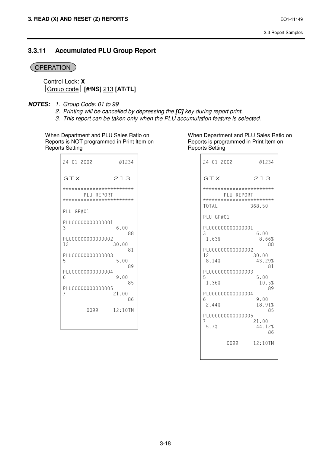 Toshiba MA-1535-2 owner manual Accumulated PLU Group Report, Group code #/NS 213 AT/TL 