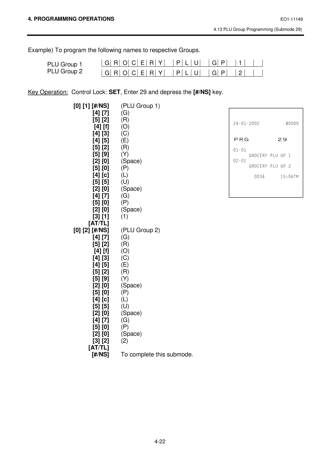 Toshiba MA-1535-2 owner manual PLU Group Space, To complete this submode 