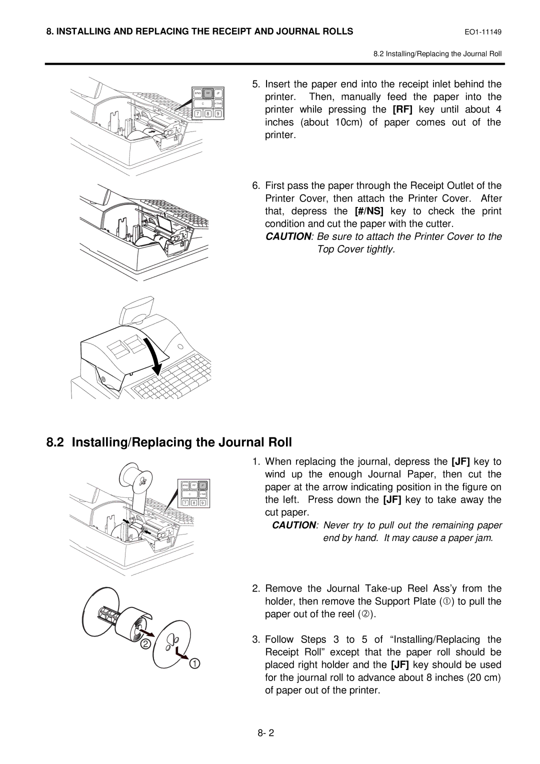 Toshiba MA-1535-2 owner manual Installing/Replacing the Journal Roll 