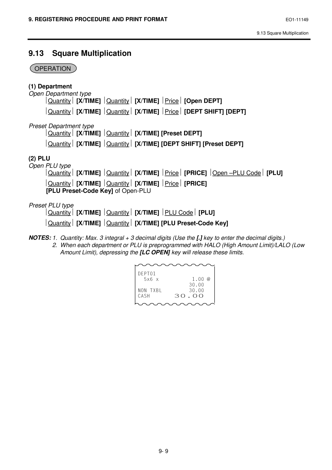 Toshiba MA-1535-2 owner manual Square Multiplication, Department 