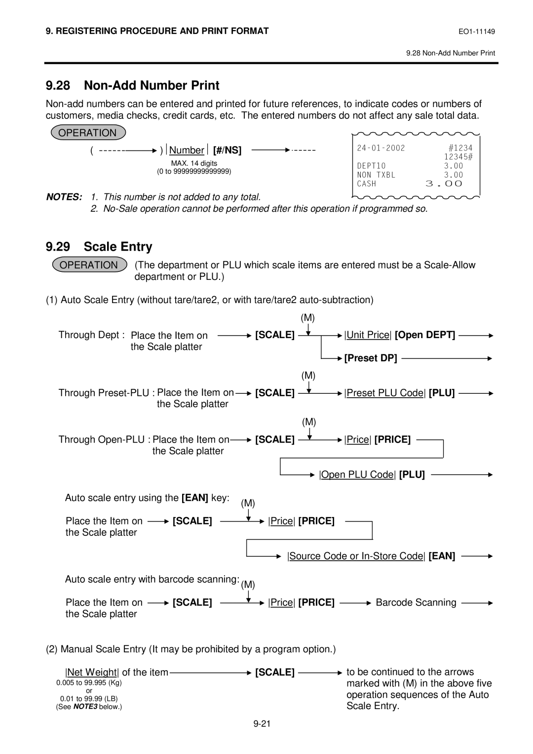 Toshiba MA-1535-2 owner manual Scale Entry, Number #/NS, Scale platter, Unit PriceOpen Dept Preset DP 