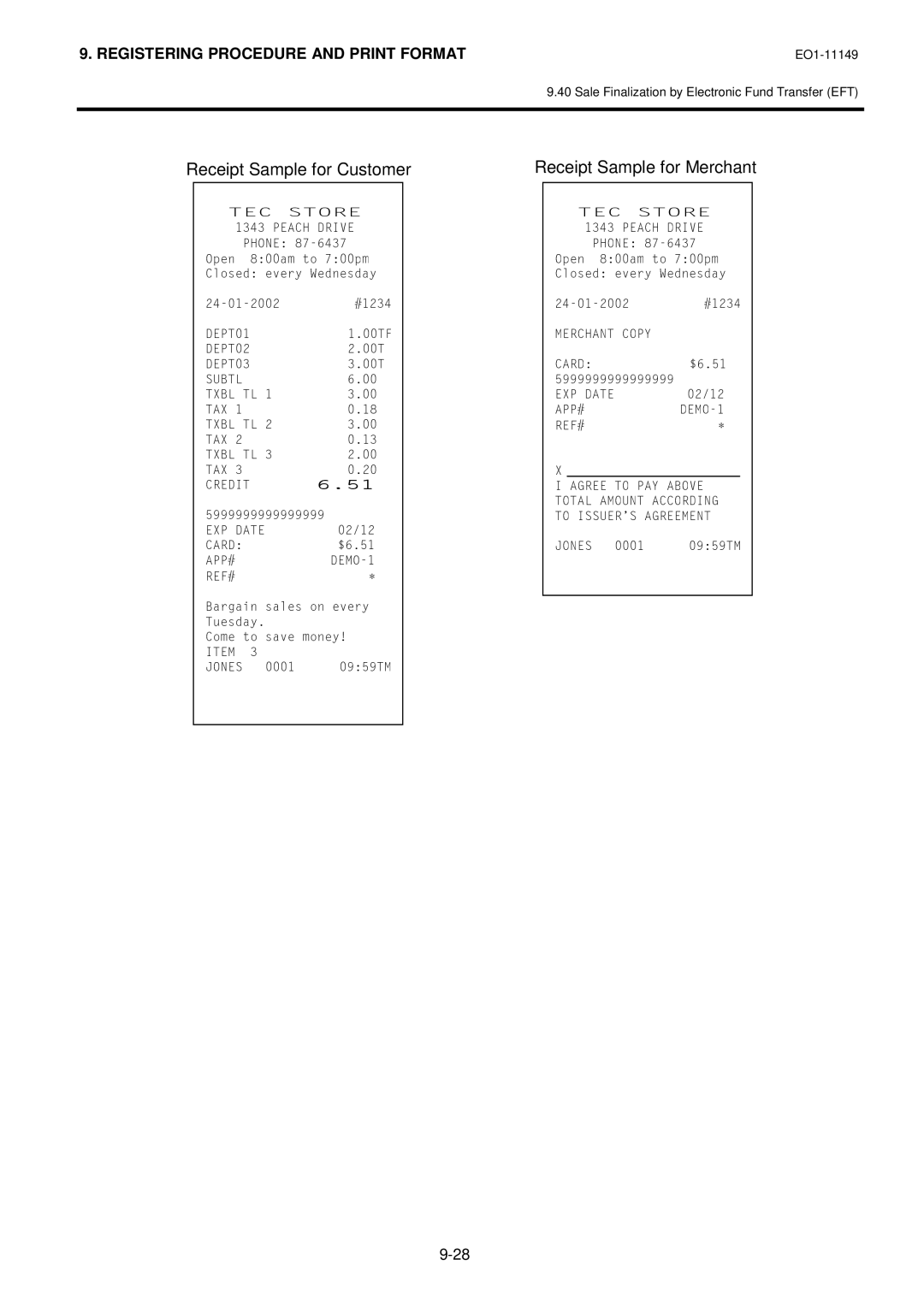 Toshiba MA-1535-2 owner manual 2SHQ, Receipt Sample$%#for Merchant 