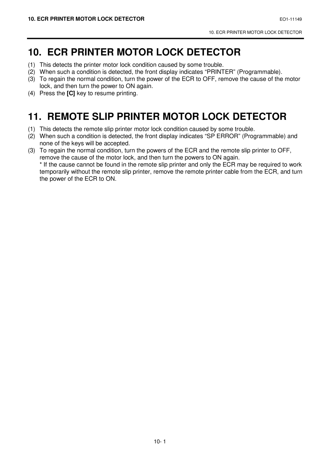 Toshiba MA-1535-2 owner manual ECR Printer Motor Lock Detector, Remote Slip Printer Motor Lock Detector 