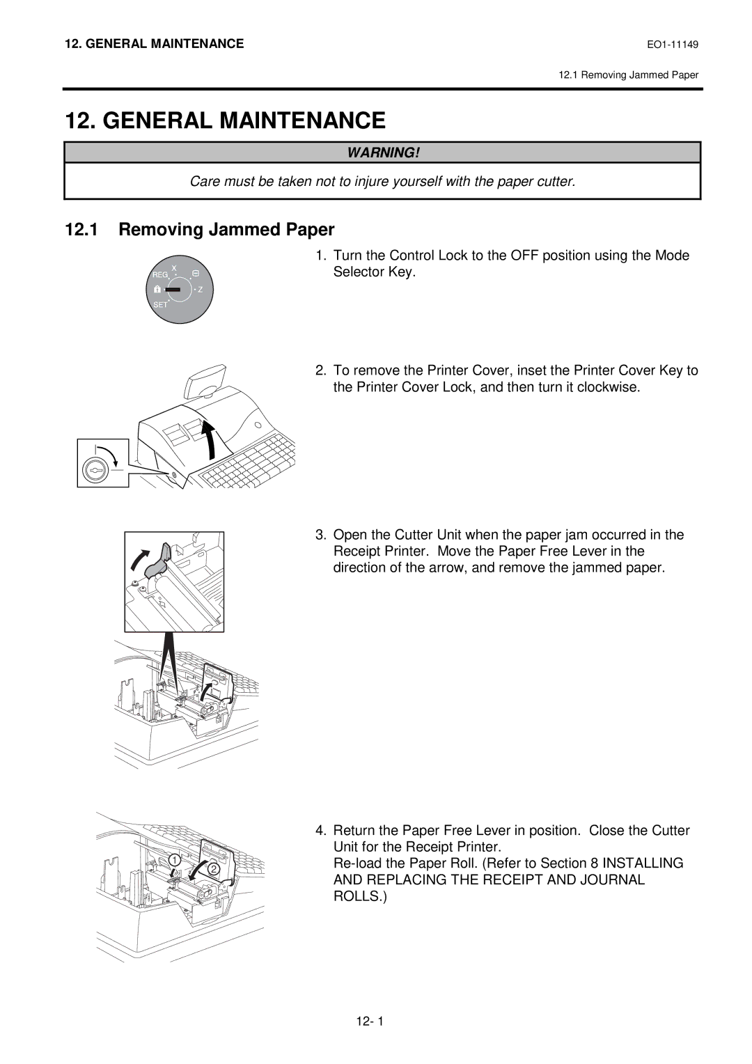 Toshiba MA-1535-2 owner manual General Maintenance, Removing Jammed Paper 