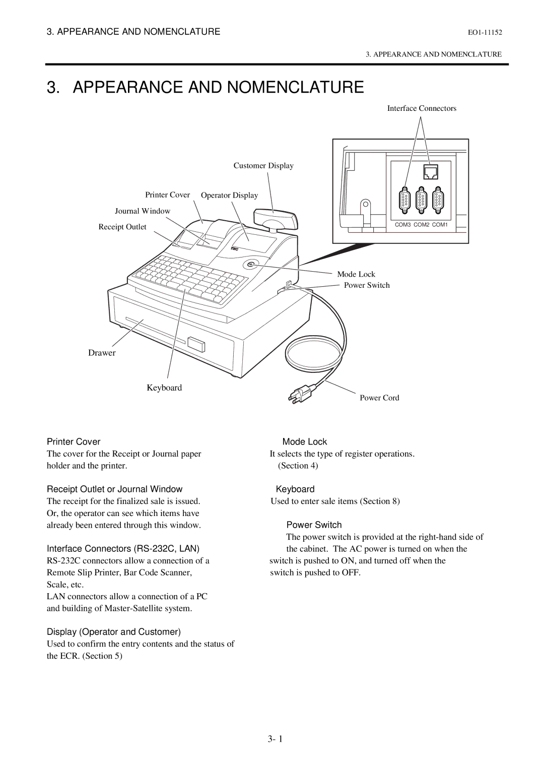 Toshiba MA-1595-1 Series owner manual Appearance and Nomenclature 