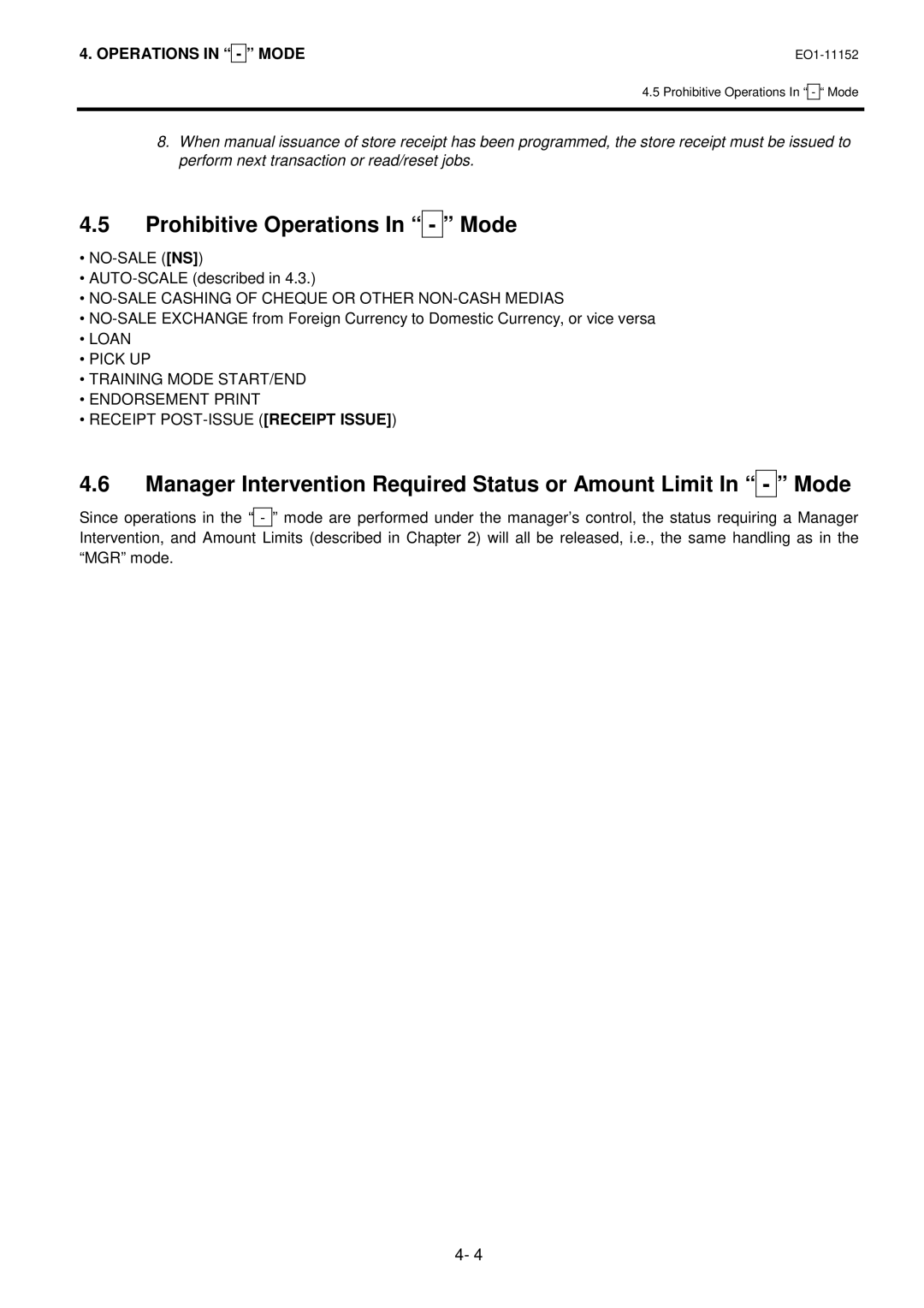 Toshiba MA-1595-1 Series owner manual Prohibitive Operations In Mode, NO-SALE NS AUTO-SCALE described 