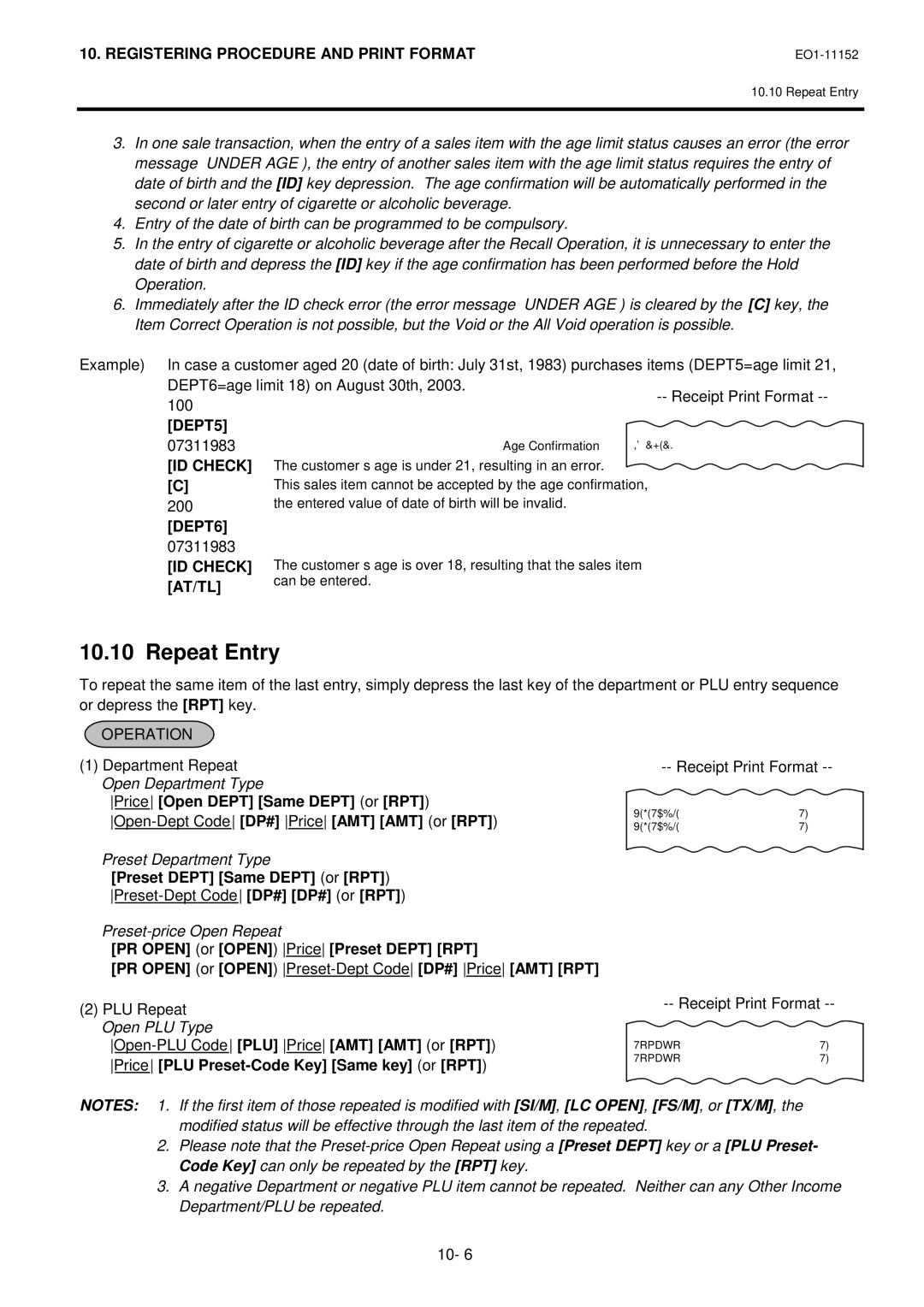 Toshiba MA-1595-1 Series owner manual DEPT5, ID Check C, DEPT6, ID Check AT/TL 