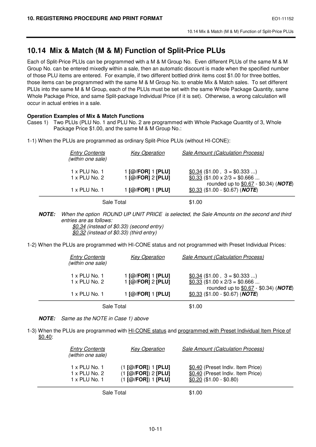 Toshiba MA-1595-1 Series Mix & Match M & M Function of Split-Price PLUs, Operation Examples of Mix & Match Functions 