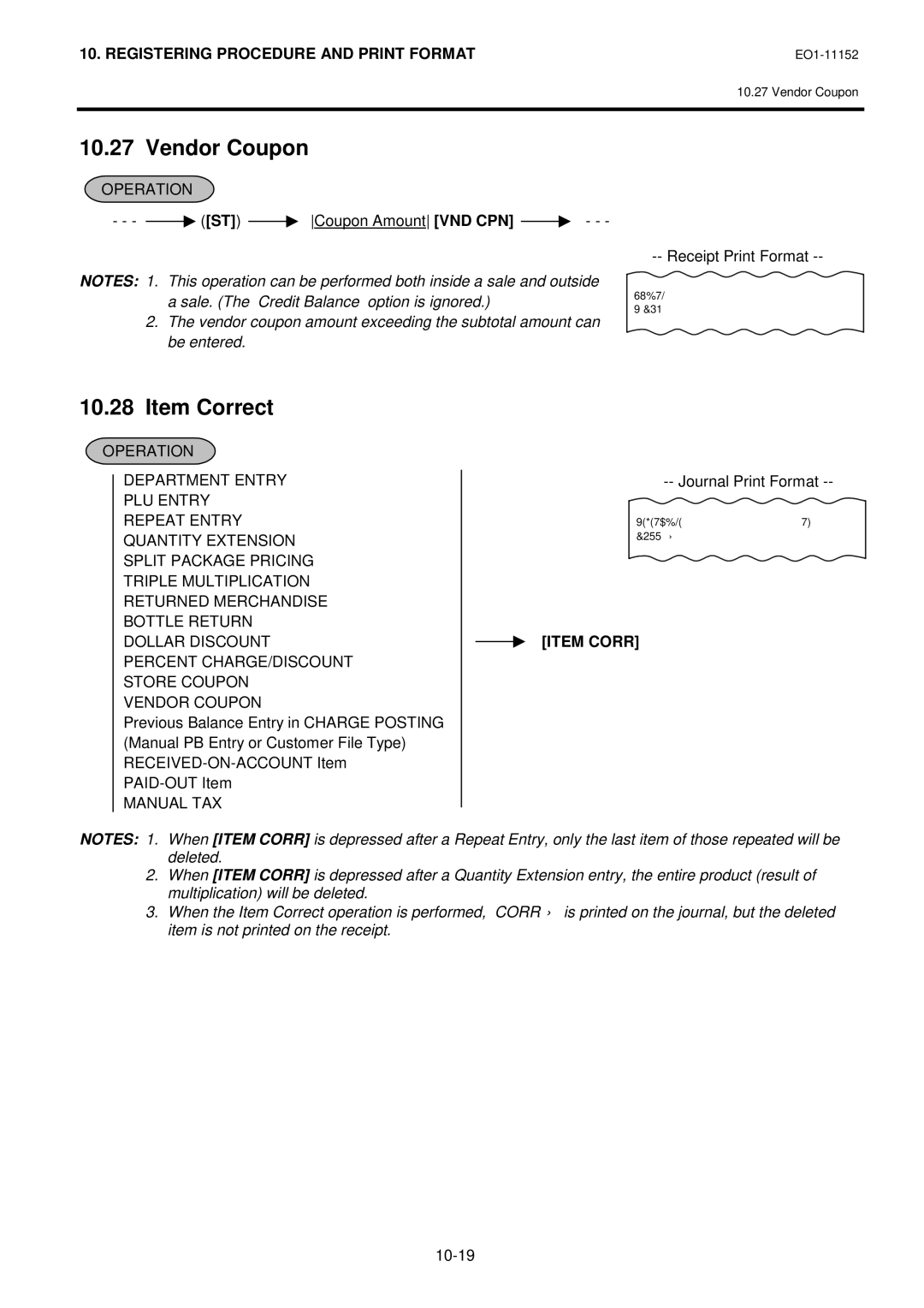 Toshiba MA-1595-1 Series owner manual Vendor Coupon, Item Correct, ST Coupon Amount VND CPN, Manual TAX 