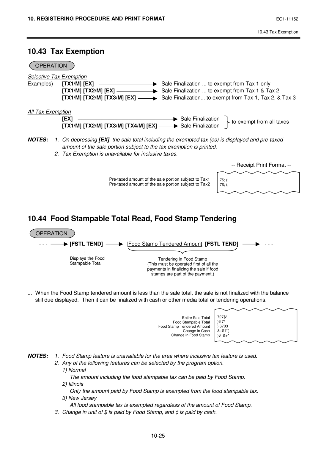 Toshiba MA-1595-1 Series Tax Exemption, Food Stampable Total Read, Food Stamp Tendering, TX1/M TX2/M TX3/M TX4/M EX 